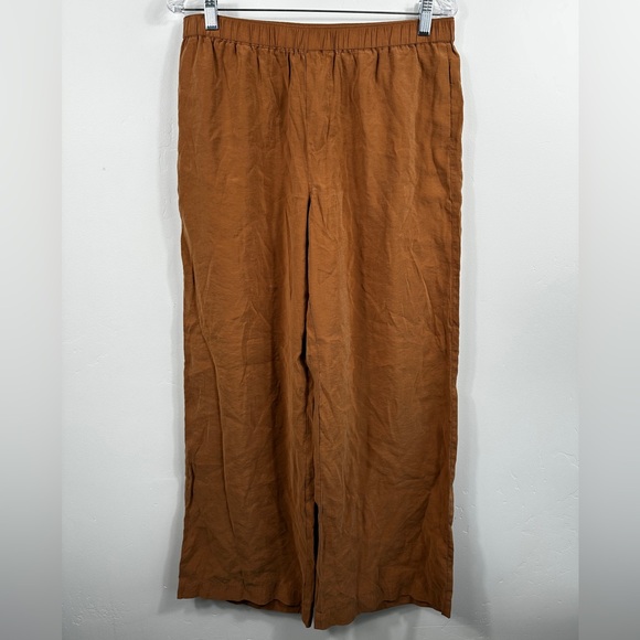 Madewell Pull-On Wide-Leg Pants in Softdrape Camel Brown Size Medium - Picture 4 of 8